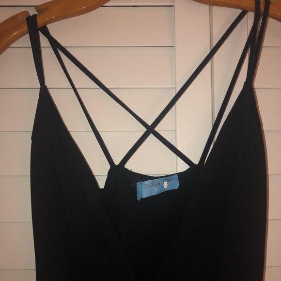 The Vintage Shop Deep V Plunge Black Midi Dress S - Picture 5 of 6